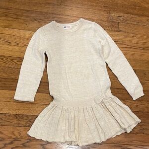 H&M Beige Knit Dress with Pleated Skirt